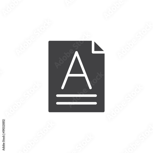 Free Download Text font icon vector, filled flat sign, solid pictogram isolated on white. Letter A on a paper sheet symbol, logo illustration. - GFXLoad