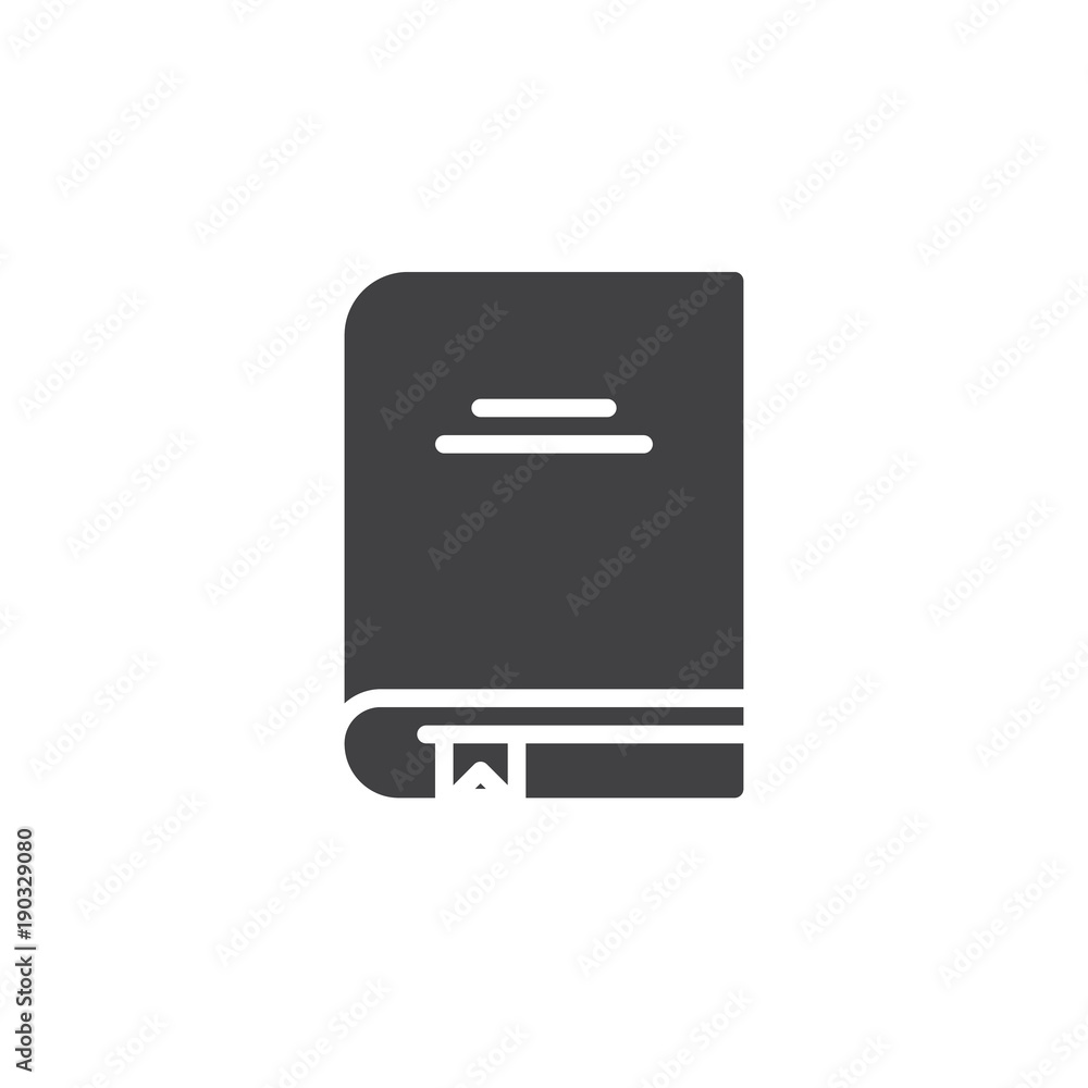Text book with bookmark icon vector, filled flat sign, solid pictogram isolated on white. Notebook symbol, logo illustration. Text book with bookmark icon vector, filled flat sign, solid pictogram isolated on white. Notebook symbol, logo illustration.
