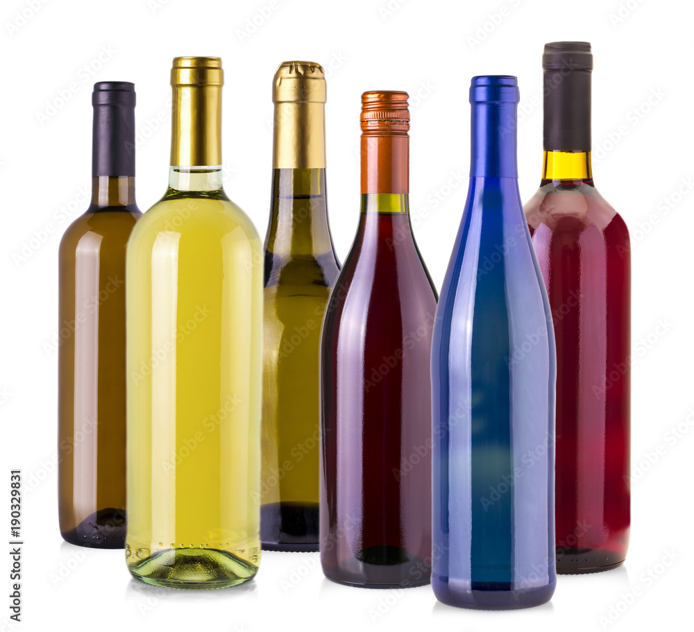 bottles of wine isolated on white background. bottles of wine isolated on white background.