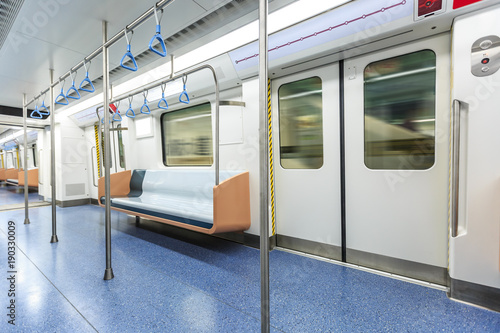 empty metro train interior scene in shanghai,China