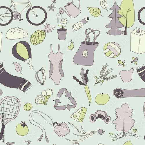 Healthy lifestyle pattern pastelle