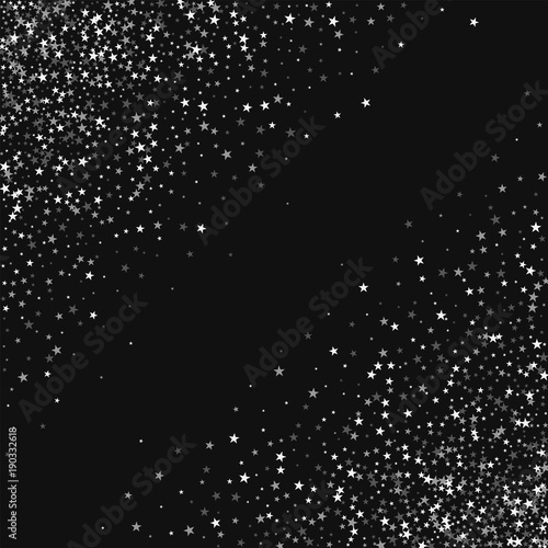 Amazing falling stars. Abstract chaotic scatter with amazing falling stars on black background. Incredible Vector illustration.