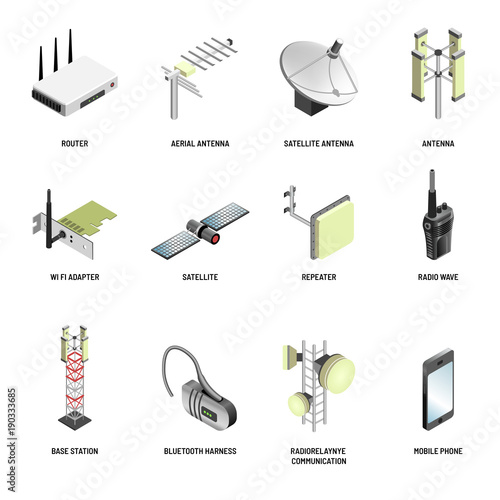 Digital communication and connection modern devices vector isolated icons