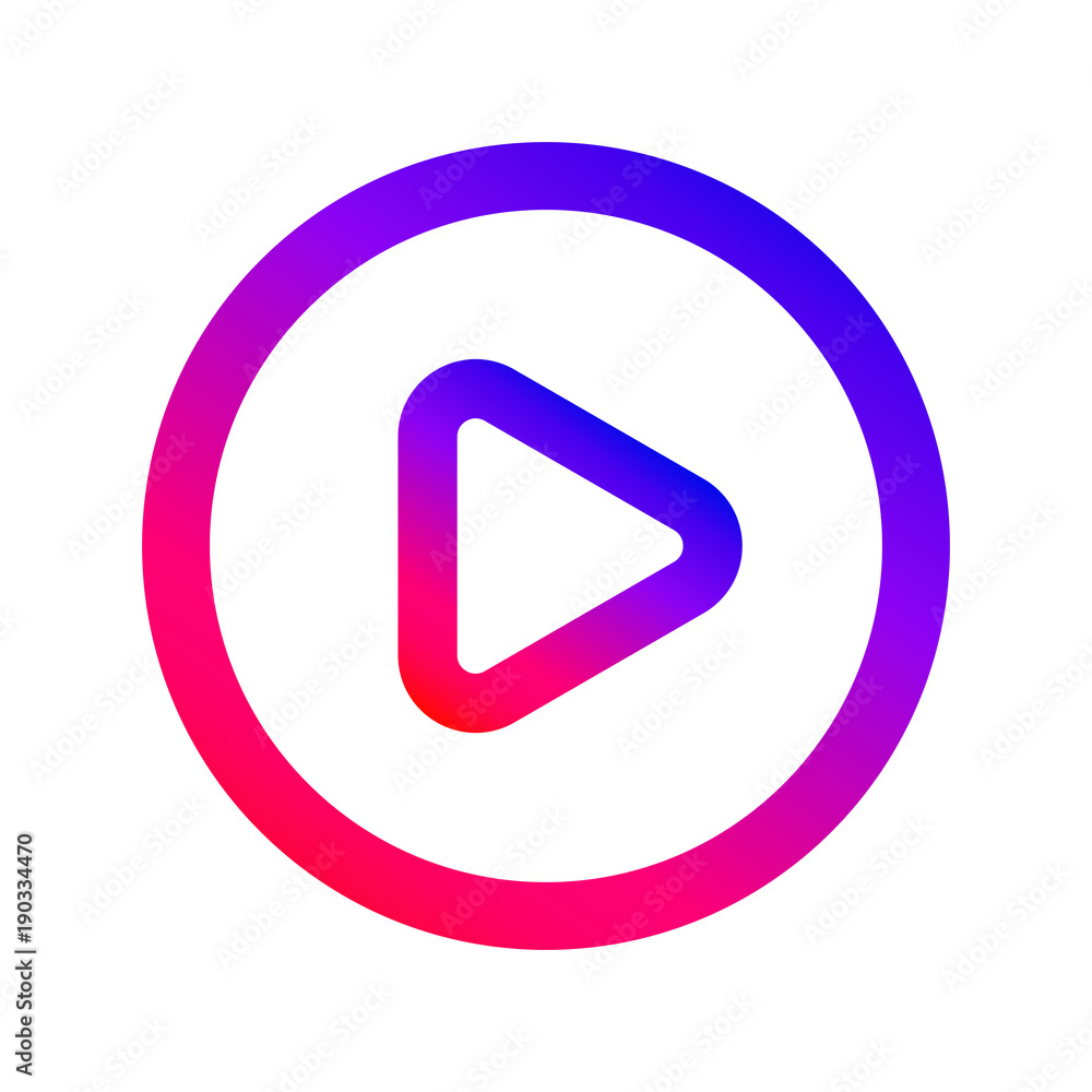Play button. Flat gradient icon. Isolated sign for web. Vector Play button. Flat gradient icon. Isolated sign for web. Vector