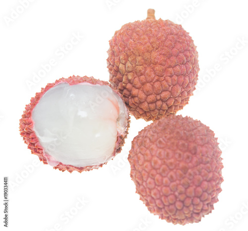 lychee fruits on white background