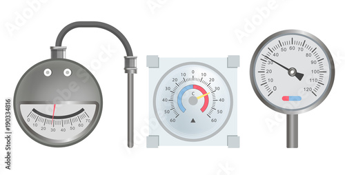 Thermometers with round scale for huge heatingmachines