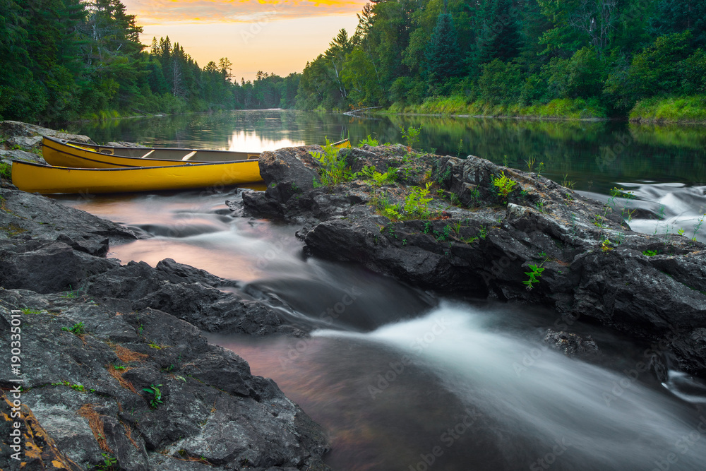 Scenes from camp life while on the Noire River in Quebec, Canada.