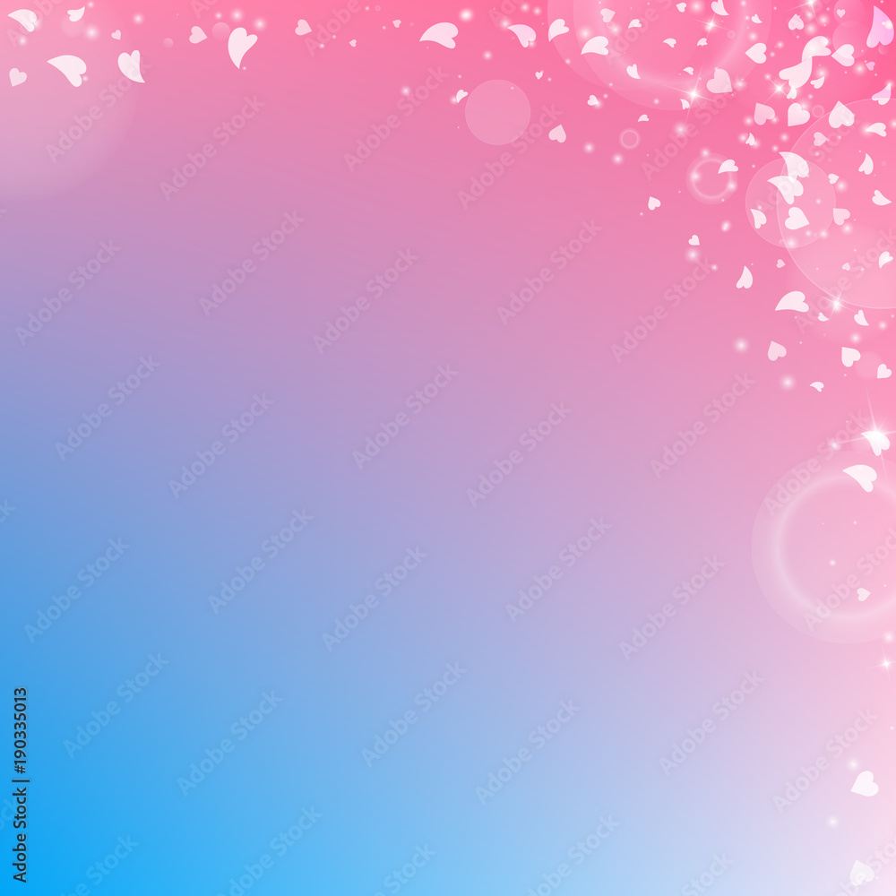 Falling hearts valentine background. Abstract right top corner on color transition background. Falling hearts valentines day indelible design. Vector illustration. Falling hearts valentine background. Abstract right top corner on color transition background. Falling hearts valentines day indelible design. Vector illustration.