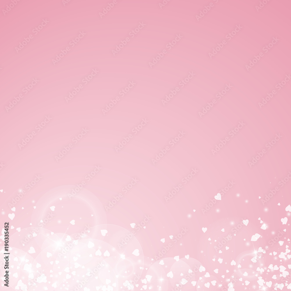 Falling hearts valentine background. Abstract bottom on pink background. Falling hearts valentines day astonishing design. Vector illustration.
