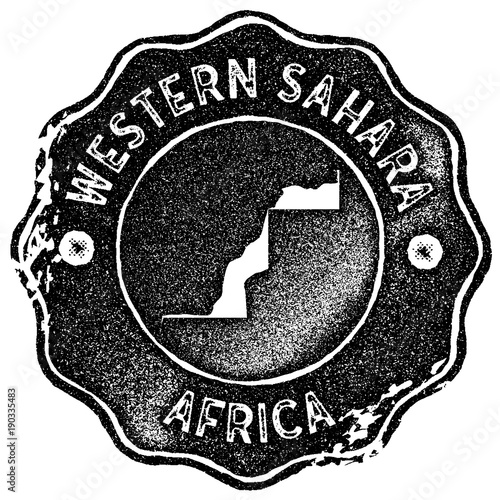 Western Sahara map vintage stamp. Retro style handmade label, badge or element for travel souvenirs. Black rubber stamp with country map silhouette. Vector illustration.