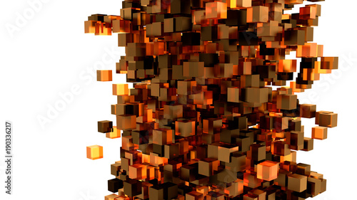 Abstract Background With Orange 3D Cubes