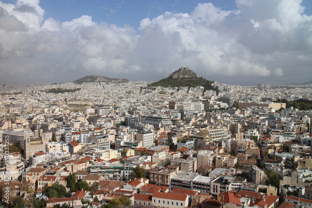 View from Acropolis to Likavittos hill, Acropolis, Athens, Greece
