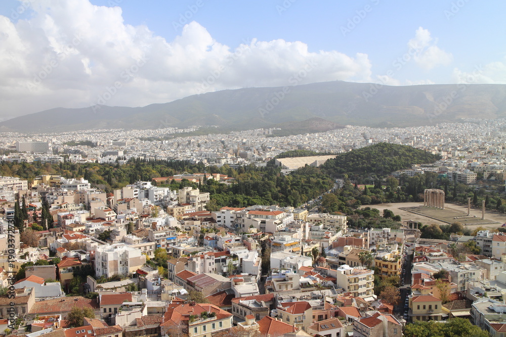 View from Acropolis to Panathenaic stadium, Acropolis, Athens, Greece