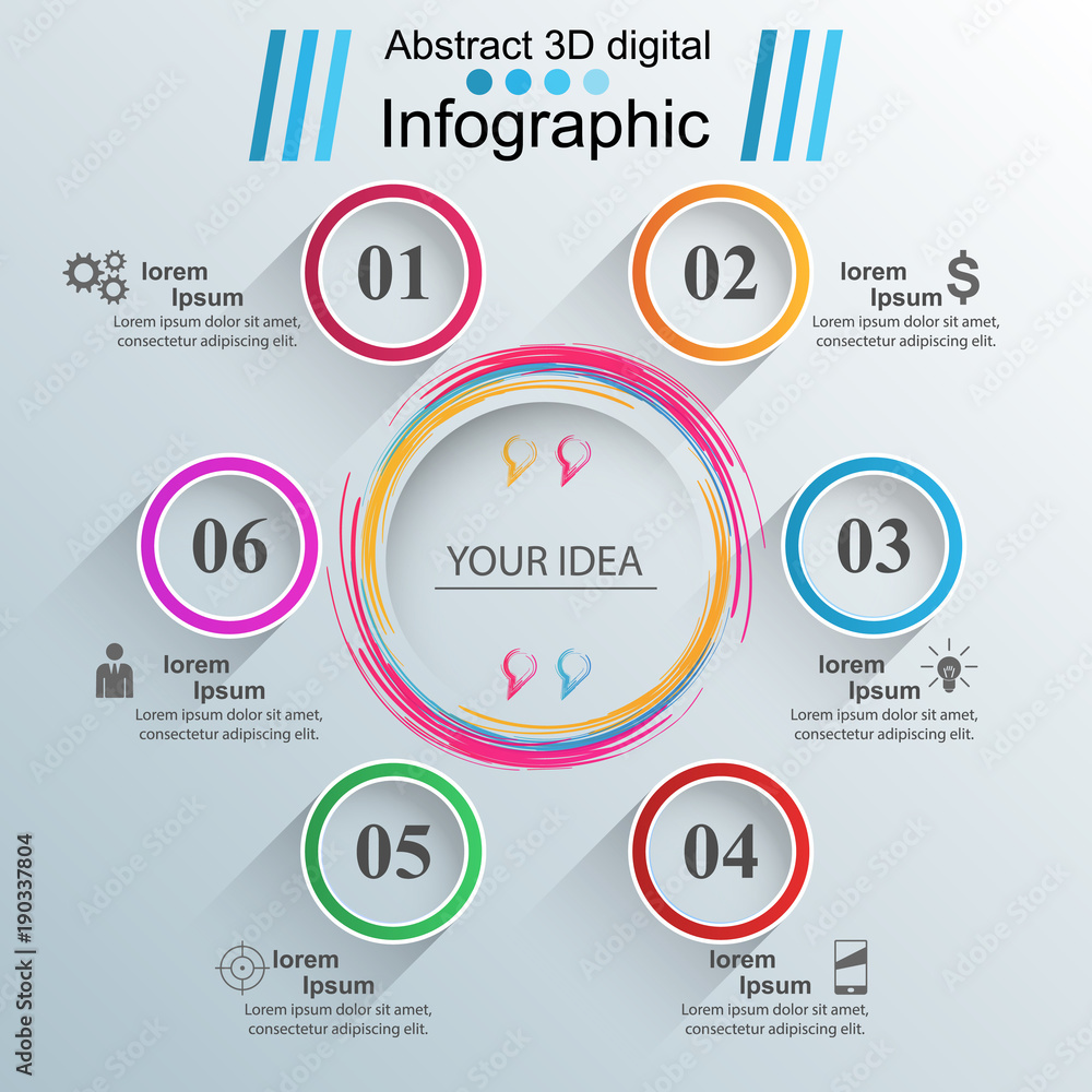 3D infographic design template and marketing icons. 3D infographic design template and marketing icons.
