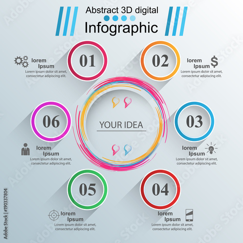 3D infographic design template and marketing icons.