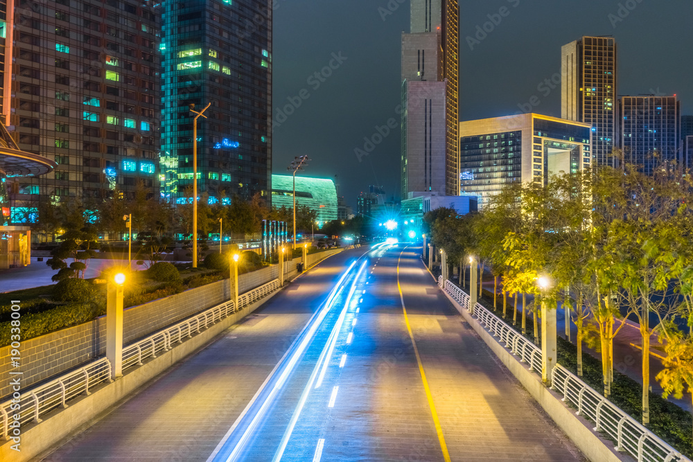 urban traffic with cityscape in city of China.