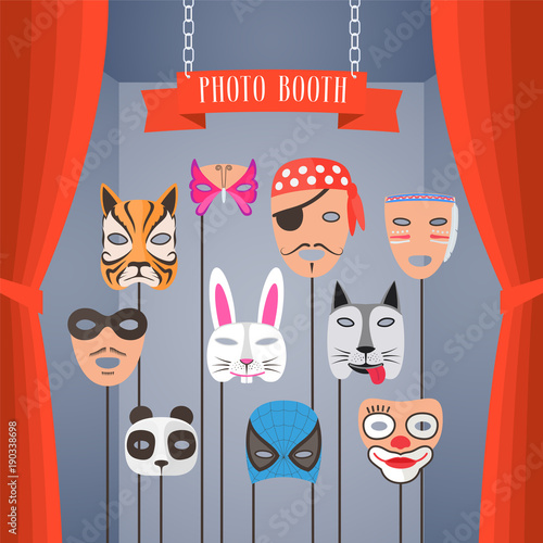 Photo booth props with masks for children vector