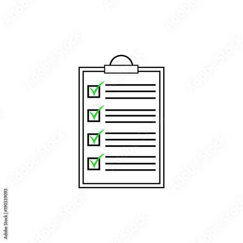 Ckecklist icon. Vector blank. Clipboard with checkboxes and checkmarks