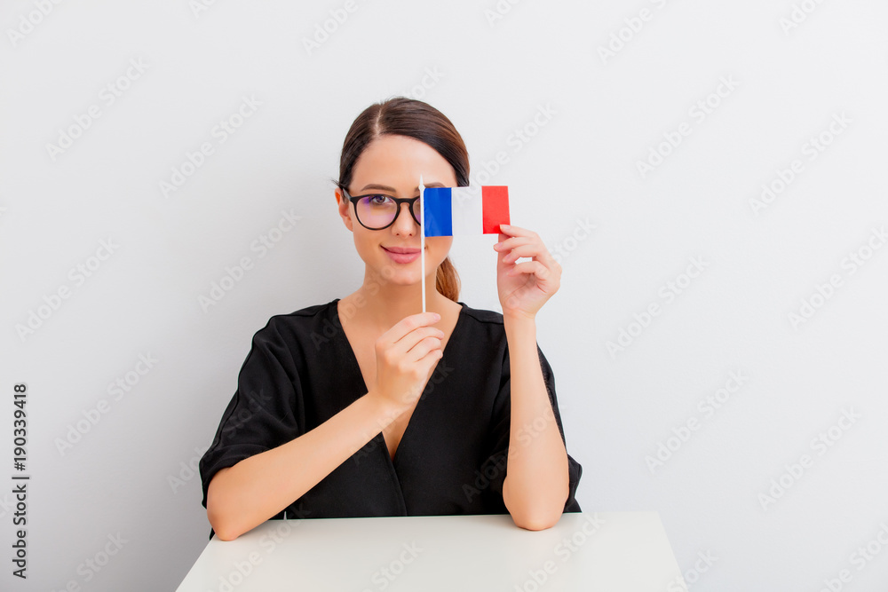 portrait of woman lagom style with french flag portrait of woman lagom style with french flag