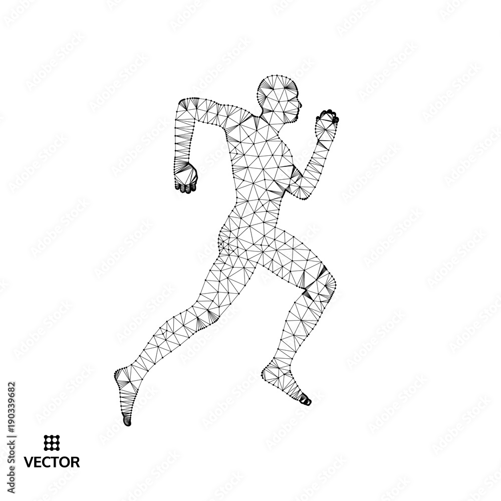 Fototapeta premium 3d running man. Design for sport, business, science and technology. Vector illustration. Human body.
