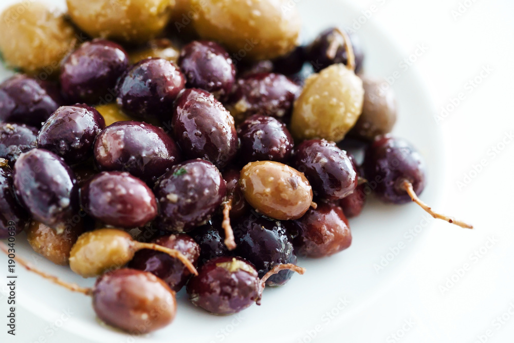 black and green marinated olives black and green marinated olives