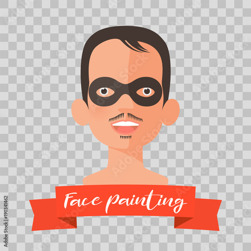 Kid with Zorro face painting vector illustrations