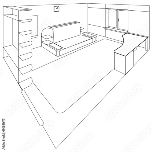 Room of a house cutaway - Isometric interior 