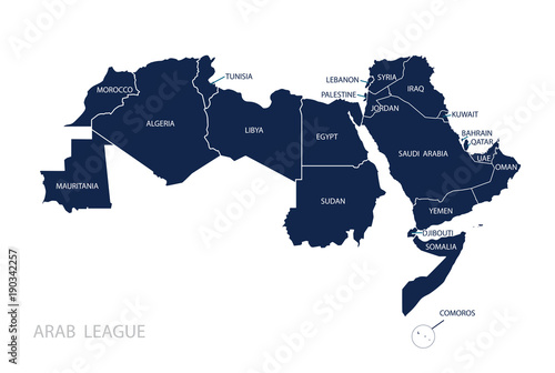 Map of Arab League. Vector