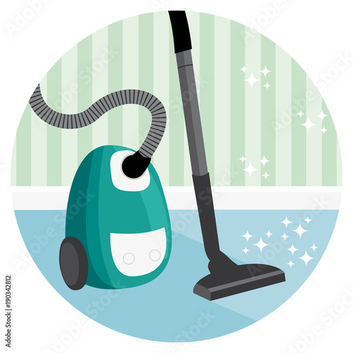 Vaccum house cleaning vector icon.