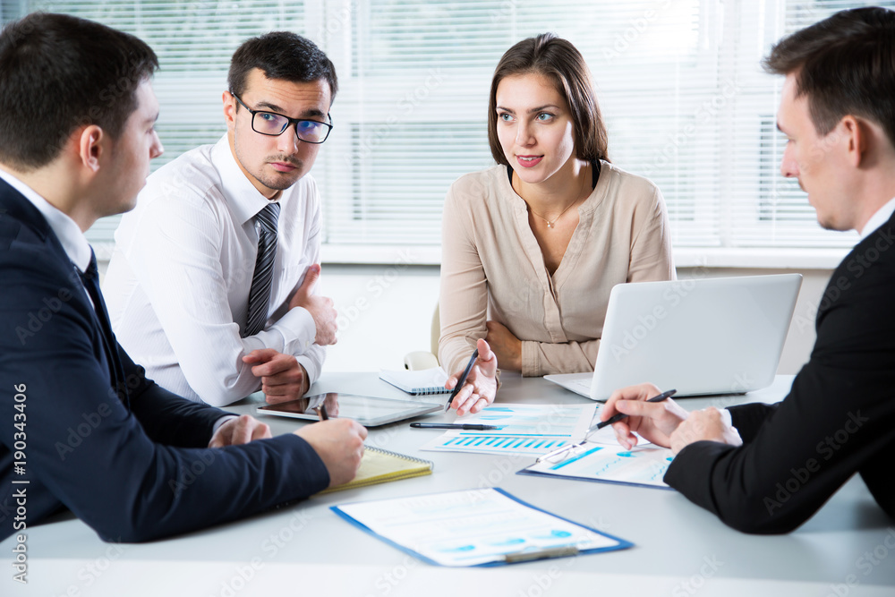 Businesspeople discuss a new project Businesspeople discuss a new project