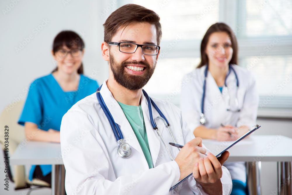 Portrait of a young doctor in a clinic Portrait of a young doctor in a clinic