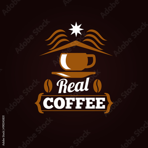Coffee shop label or banner vector design