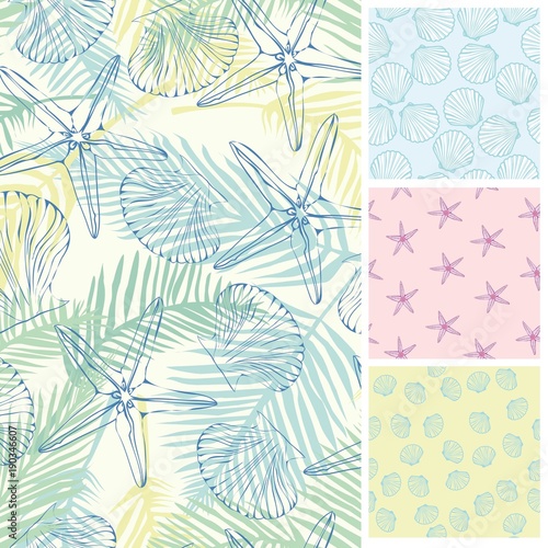 Set of seamless patterns. Vector backgrounds collection.