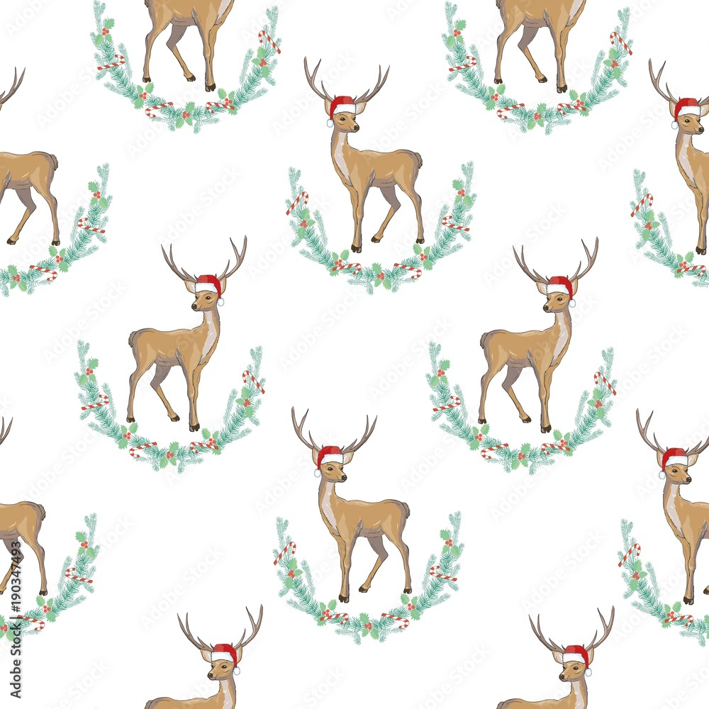 Deer heads seamless pattern