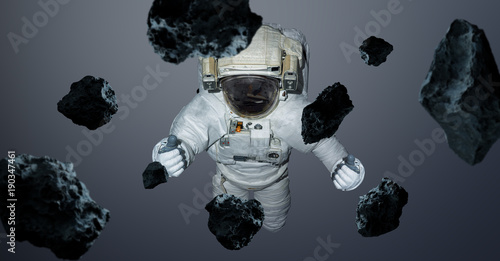 Fototapeta Naklejka Na Ścianę i Meble -  Astronaut isolated on grey background 3D rendering elements of this image furnished by NASA