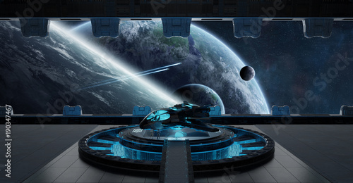 Fototapeta Naklejka Na Ścianę i Meble -  Landing strip spaceship interior 3D rendering elements of this image furnished by NASA