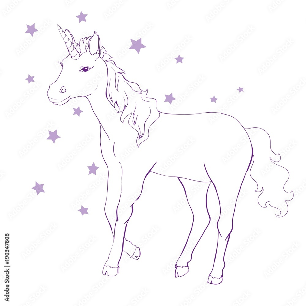 Unicorn vector icon isolated on white. Head portrait horse sticker, patch badge. Cute magic cartoon fantasy cute animal. Rainbow hair. Dream symbol. Design for children Unicorn vector icon isolated on white. Head portrait horse sticker, patch badge. Cute magic cartoon fantasy cute animal. Rainbow hair. Dream symbol. Design for children