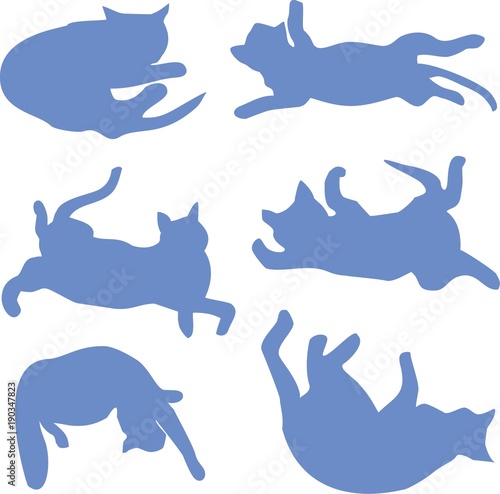 silhouettes of a reclining cat blue 