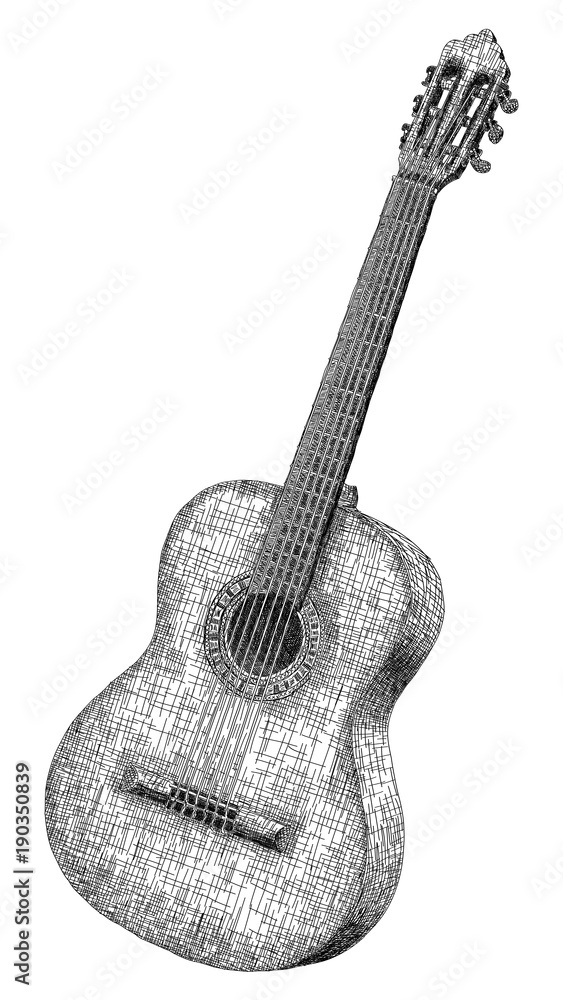 Vector illustration drawing of classical guitar. Stock Vector | Adobe Stock