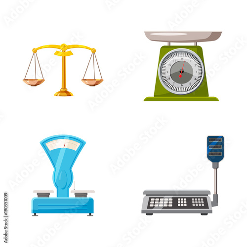 Weighing icon set, cartoon style