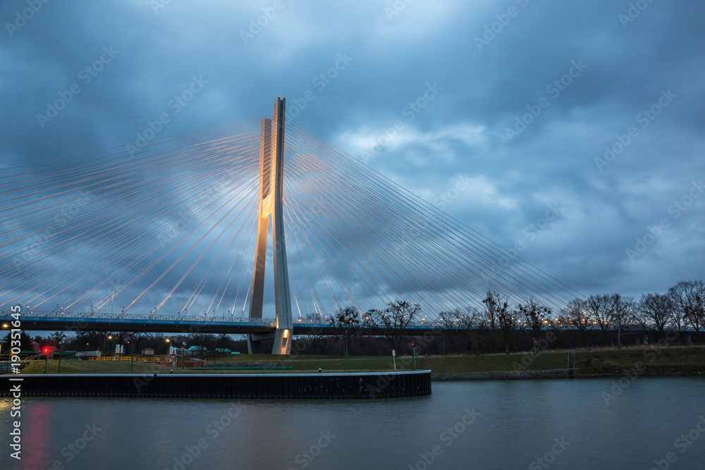Redzinski bridge over the Odra river in Wroclaw, Silesia, Poland Redzinski bridge over the Odra river in Wroclaw, Silesia, Poland