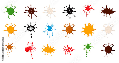 Splash icon set, cartoon style
