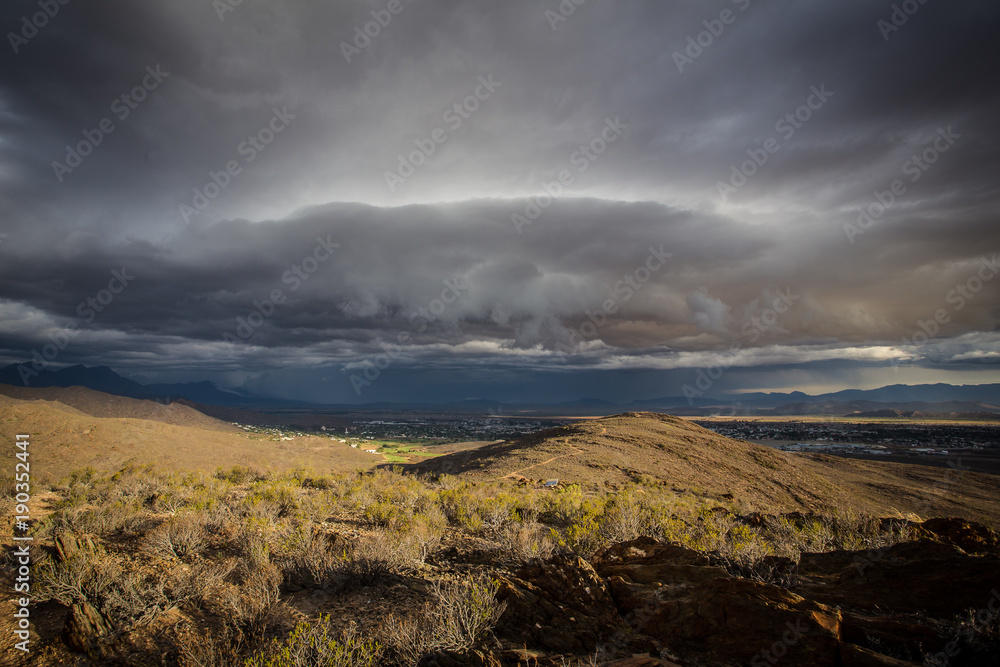 Thunder storm with epic storm clouds over Worcester in the Breede Valley in the Western Cape of South Africa Thunder storm with epic storm clouds over Worcester in the Breede Valley in the Western Cape of South Africa