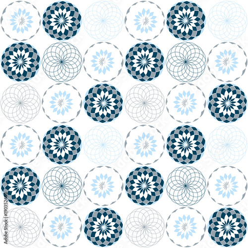  Geometric abstract vector seamless pattern with stylized flowers.