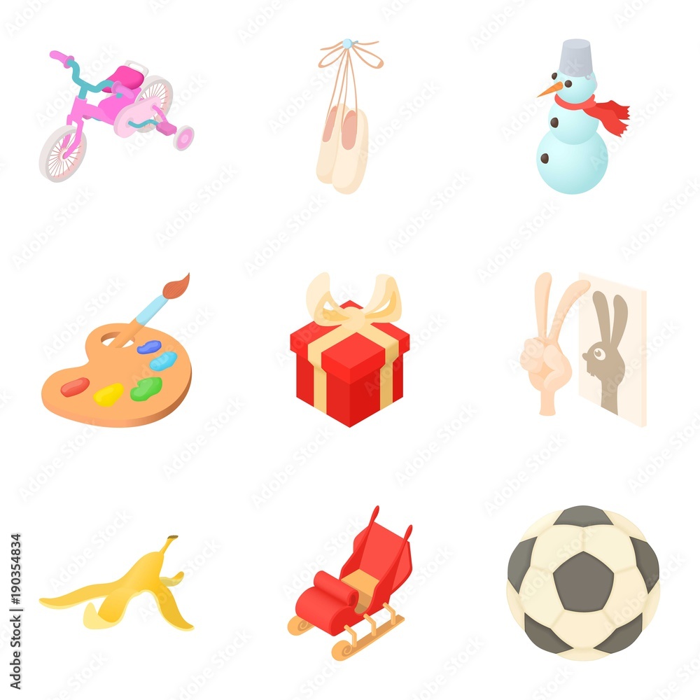 Dote icons set, cartoon style Dote icons set, cartoon style