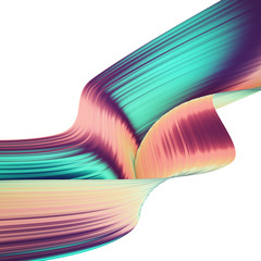 Fototapete Abstrakte Welle Holografisches Band auf Weiß 3D  © Berezovska Anastasia