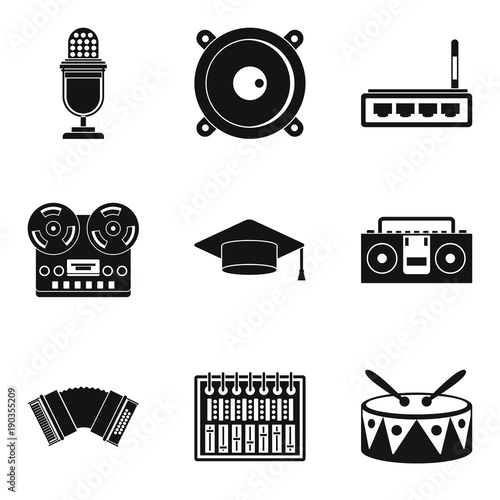 Karaoke icons set, simple style