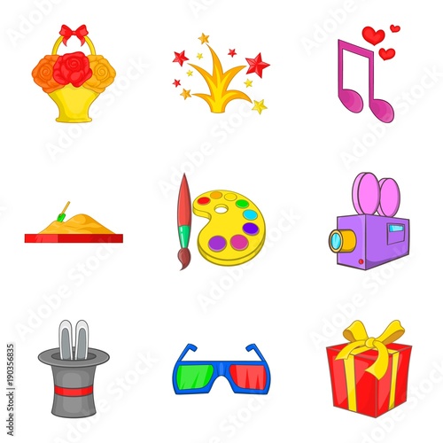 Ripening period icons set, cartoon style