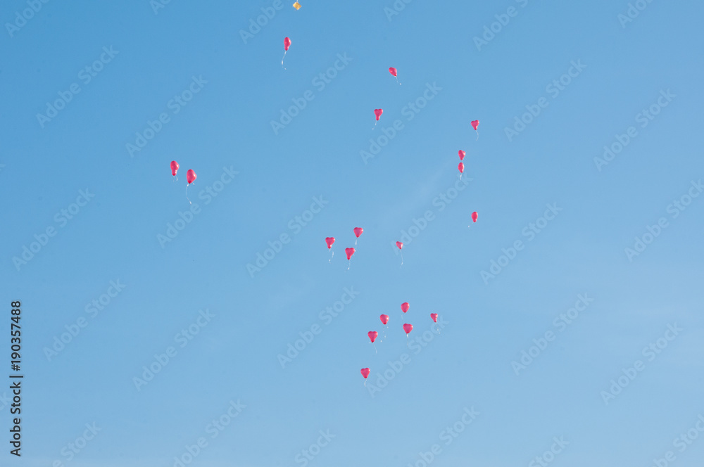 flying red balloons helium sky flying red balloons helium sky