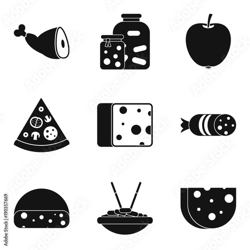 Cuisine icons set, simple style